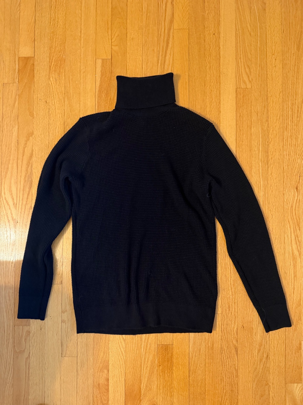 H&M Black Waffle Knit Turtleneck Sweater Size S